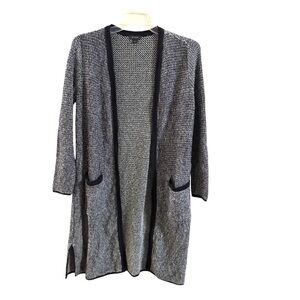 J.Jill Wearever Black White Textured Open Front Cardigan Small